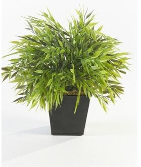 Bellatio Flowers & Plants Kantoor Kunstplant Bamboe Mix Groen In Pot 25 Cm - Kunstplanten