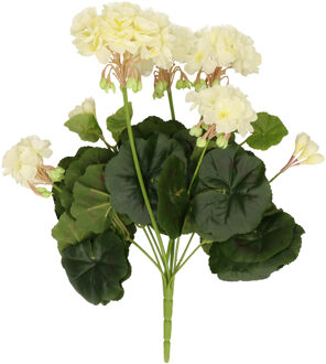 Bellatio Flowers & Plants Kunst geranium wit 30 cm - Kunstplanten Groen