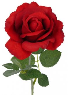 Bellatio Flowers & Plants Kunst roos Carol - rood - 37 cm - decoratie bloemen