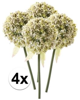 Bellatio Flowers & Plants Kunstbloem - 4x - Sierui / Allium - wit/groen - 70 cm - kunststof decoratie