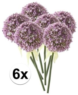 Bellatio Flowers & Plants Kunstbloem - 6x - Sierui / Allium - lila paars - steel van 70 cm