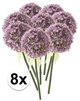 Bellatio Flowers & Plants Kunstbloem - 8x - Sierui / Allium - lila paars - steel van 70 cm