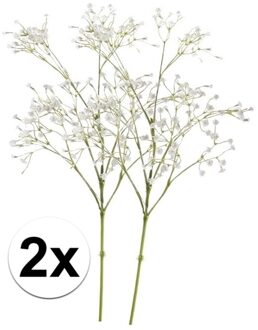 Bellatio Flowers & Plants Kunstbloem Gipskruid - 2x - 68 cm - wit - losse tak - kunst zijdebloem - Gypsophila
