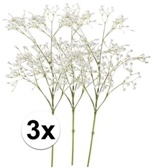 Bellatio Flowers & Plants Kunstbloem Gipskruid - 3x - 68 cm - wit - losse tak - kunst zijdebloem - Gypsophila