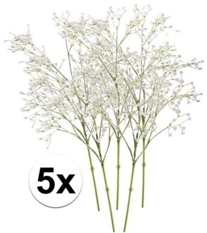 Bellatio Flowers & Plants Kunstbloem Gipskruid - 5x - 68 cm - wit - losse tak - kunst zijdebloem - Gypsophila