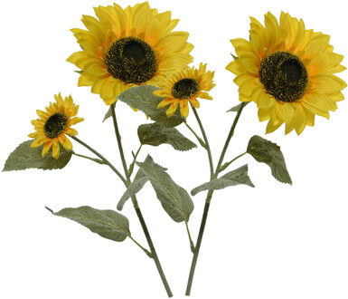 Bellatio Flowers & Plants Kunstbloem Zonnebloem tak - 2x - 72 cm - geel - kunst zijdebloem - decoratie bloemen