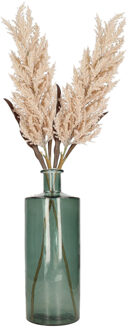 Bellatio Flowers & Plants Kunstbloemen bloemstuk - 2x pampasgras pluimen boeket in flesvaas - lichtroze - 88 cm hoog