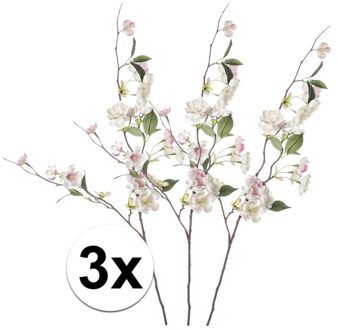 Bellatio Flowers & Plants Kunstbloemen Perzik Bloesem tak - 3x - 80 cm - roze - kunststof decoratie