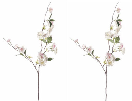 Bellatio Flowers & Plants Kunstbloemen Perzik Bloesem tak - 4x - 80 cm - roze - kunststof decoratie