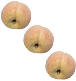 Bellatio Flowers & Plants kunstfruit - 3x - perzik - verzwaard - kunststof - 8 cm
