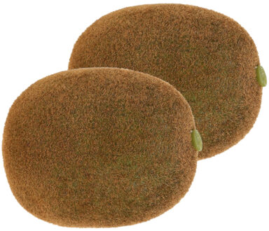 Bellatio Flowers & Plants Kunstfruit - Set van 4x stuks - kiwi - bruin - 6 cm - realistische decoratie - sier - fruitschaal