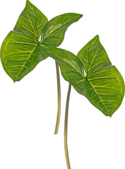 Bellatio Flowers & Plants Kunstplant - 4x - tak - bladgroen - Aronskelkblad - 53 cm