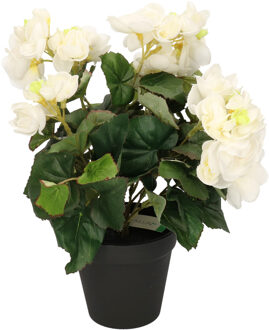 Bellatio Flowers & Plants Kunstplant Begonia wit 30 cm - Kunstplanten Crème