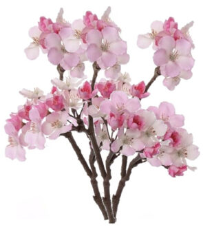 Bellatio Flowers & Plants Kunstplant bloem - Set van 10x stuks - appelbloesem - kunstbloem/tak - 17 bloemen - 36 cm - roze