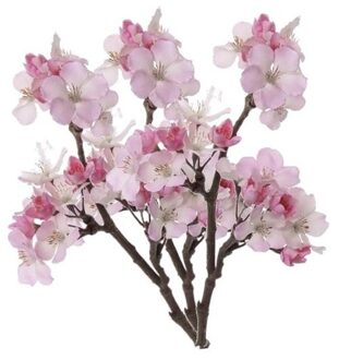 Bellatio Flowers & Plants Kunstplant bloem - Set van 3x stuks - appelbloesem - kunstbloem/tak - 17 bloemen - 36 cm - roze