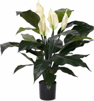 Bellatio Flowers & Plants Kunstplant groen Spathiphyllum/Lepelplant 75 cm - Kunstplanten