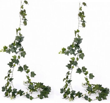Bellatio Flowers & Plants Kunstplant Hedera klimop - 2x - 205 cm - voor binnen - groene kunstplanten decoraties