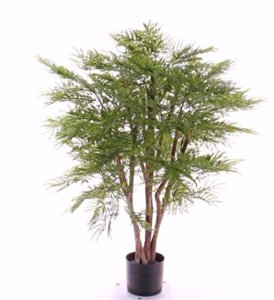 Bellatio Flowers & Plants Kunstplant - mimosastruik - groen - binnen - H110 cm - veel takken/bladere