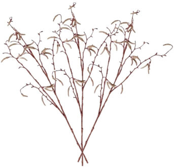 Bellatio Flowers & Plants Kunsttak - 8x stuks - berkenkatjes - 66 cm - betula pendula - decoratie takken