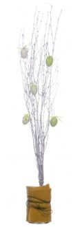 Bellatio Flowers & Plants Kunsttakken - berkentakken - 115 cm - wit - paastakken - paasdecoratie