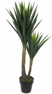 Bellatio Flowers & Plants Mica Decorations Kunstplant - Yucca - groen - 120 cm - in zwarte pot