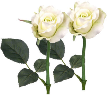 Bellatio Flowers & Plants Set van 4x stuks kunstbloemen roos/rozen Alicia parel wit 30 cm