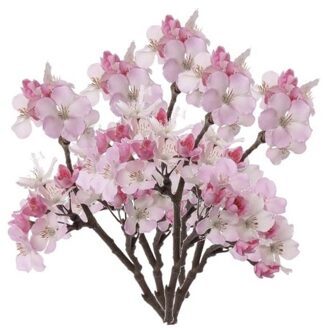 Bellatio Flowers & Plants Set van 5x stuks roze appelbloesem kunstbloem/tak met 17 bloemetjes 36 cm - Kunstbloemen