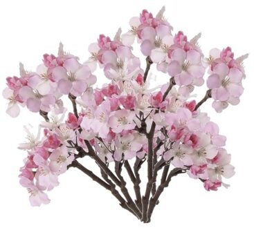 Bellatio Flowers & Plants Set van 6x stuks roze appelbloesem kunstbloem/tak met 17 bloemetjes 36 cm