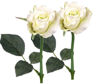 Bellatio Flowers & Plants Set van 8x stuks kunstbloemen roos/rozen Alicia parel wit 30 cm