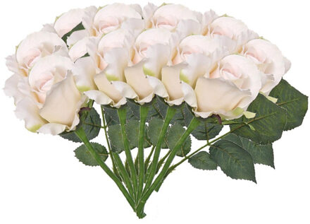 Bellatio Flowers & Plants Topart Kunstbloem - 12x - roos Alice - de luxe - rood - 30 cm - kunststof steel - decoratie