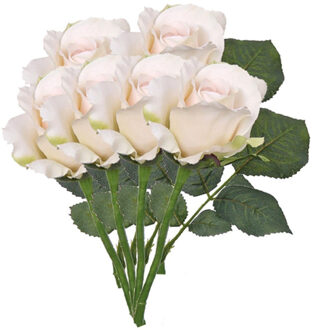 Bellatio Flowers & Plants Topart Kunstbloem - 6x - roos Alice - de luxe - rood - 30 cm - kunststof steel - decoratie