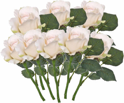 Bellatio Flowers & Plants Topart Kunstbloem - 8x - roos Alice - de luxe - rood - 30 cm - kunststof steel - decoratie