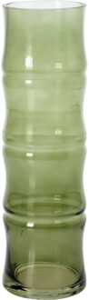 Bellatio Flowers & Plants Vaas Lichtgroen - glas - Bamboe vorm- 9 x 31 cm - Bloemenvaas