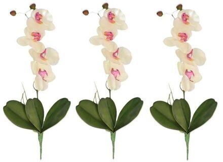 Bellatio Flowers & Plants Wit/Roze Orchidee/Phalaenopsis kunstplant takken 44 cm voor binnen