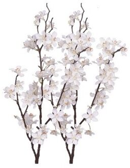 Bellatio Flowers & Plants Witte appelbloesem - 2x - kunstbloem/tak - 57 bloemetjes - 84 cm