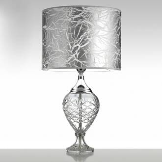 Belle epoque - edele tafellamp met glazen voet helder, chroom, zilver