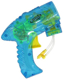 Bellenblaas speelgoed pistool - met vullingen - blauw - 15 cm - plastic - bellen blazen