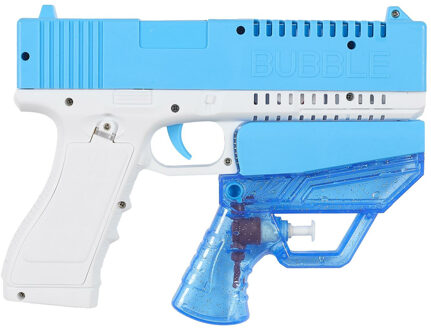 Bellenblaas speelgoed pistool met water en bubbels - kunststof - 21 cm - bellen blazen Lichtblauw