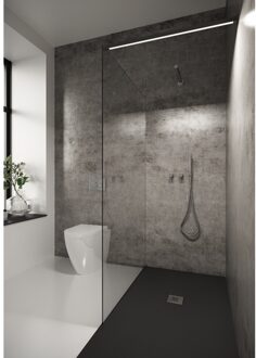 Bellezza Bagno Inloopdouche Bellezza Bagno StabiLight 110x195cm 8 mm Helder Glas Antikalk Inclusief Stabilisatiestang Met Verlichting Mat Zwart Mat Zwart Profiel/Beslag