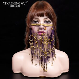 Bellydance Gezicht Sluier Goedkope Vrouwen Indiase Buikdans Gezichtssluier Tribal Buikdans Sluiers Voor 9 Kleuren beschikbaar pruim bloem paars