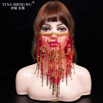 Bellydance Gezicht Sluier Goedkope Vrouwen Indiase Buikdans Gezichtssluier Tribal Buikdans Sluiers Voor 9 Kleuren beschikbaar pruim bloem rood