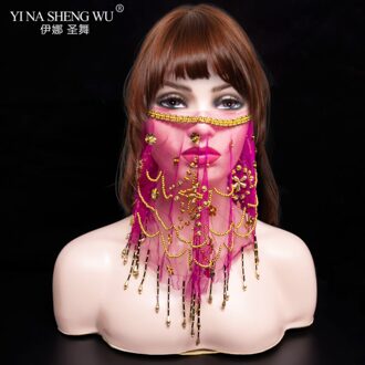 Bellydance Gezicht Sluier Goedkope Vrouwen Indiase Buikdans Gezichtssluier Tribal Buikdans Sluiers Voor 9 Kleuren beschikbaar pruim bloem roos