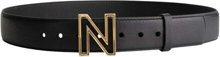 Belt With N Buckle Nikkie , Zwart , Dames - L