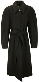Belted Coats Sportmax , Black , Dames - S,Xs,2Xs