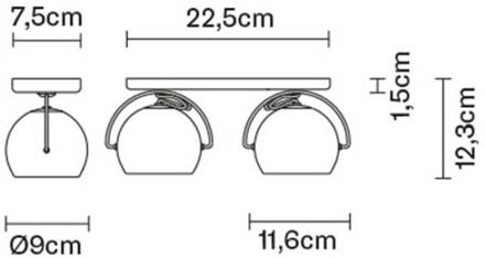 Beluga Colour - plafondspot, 2-lamps chroom, transparant