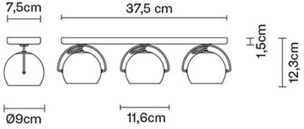 Beluga Colour - plafondspot, 3-lamps chroom, transparant