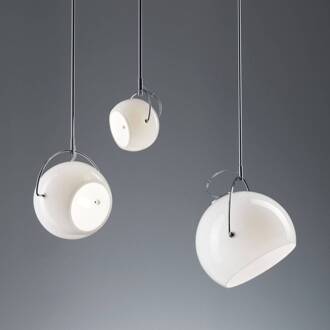 Beluga white glazen hanglamp, Ø 20 cm wit, chroom, glanzend