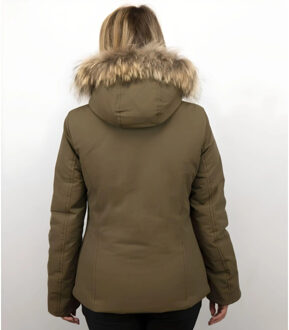 Beluomo Korte winterjassen met bontkraag jas donker Groen - XS