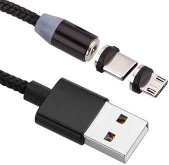BeMatik-2 In 1 Kabel USB-A 2.0 Man Connectors USB-C En Micro Usb Magnetic 1 M Gevlochten