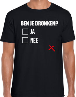 Ben je dronken checkboxjes drank fun t-shirt zwart voor heren XL